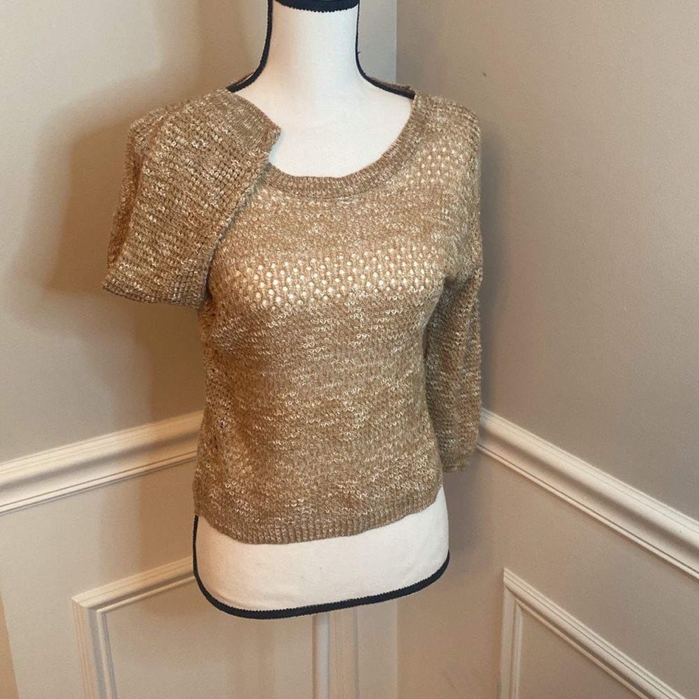Knit Sweater size small beige layering cozy fall cotton emporium